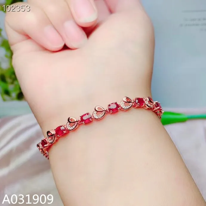 

KJJEAXCMY boutique jewelry 925 sterling silver inlaid natural ruby female bracelet support detection exquisite trendy