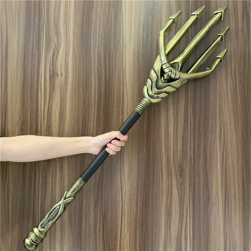 Big 146cm Trident Movie God Of Sea Cosplay Legend Fork Plastic Toy Weapon Sword Gift Adult Kid Retro Flexible Length Halloween