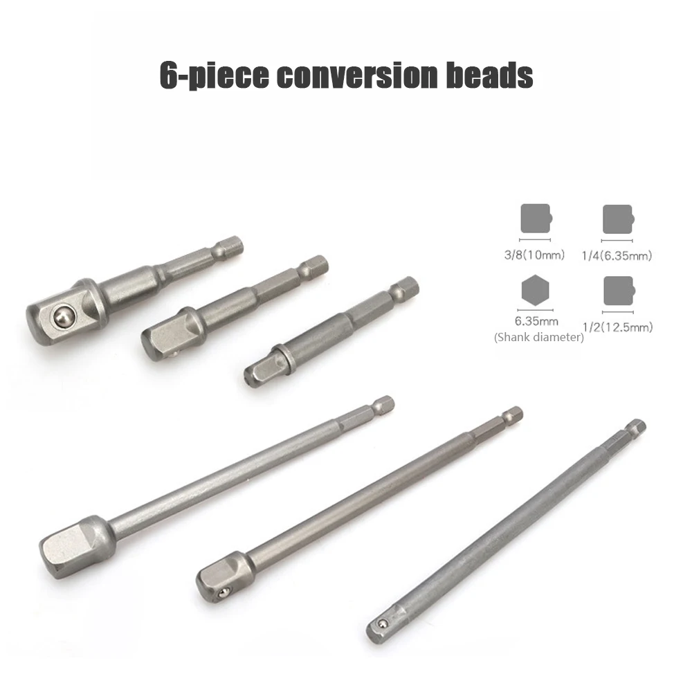 

6pcs 1/4" 3/8" 1/2" Driver Adapter Hex Wrench Extension Drill Bits Socket Adapter Power Extension Bit Set for Drills Nut Driver