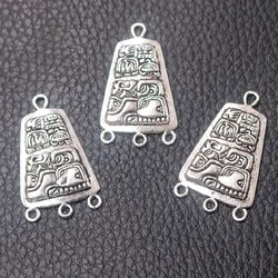 10pcs Silver Plated Mystery Mayan Picture Charm Retro Earrings Necklace DIY Jewelry Handicraft Metal Connectors Findings 31*19mm