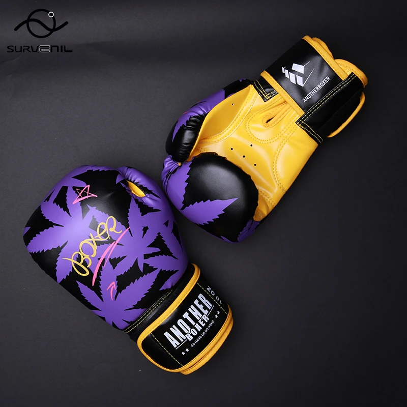Rękawice bokserskie 6 12 14oz PU Leather Muay Thai Guantes De Boxeo Sanda Free Fight MMA Kick Boxing Training Glove For Men Women Kids