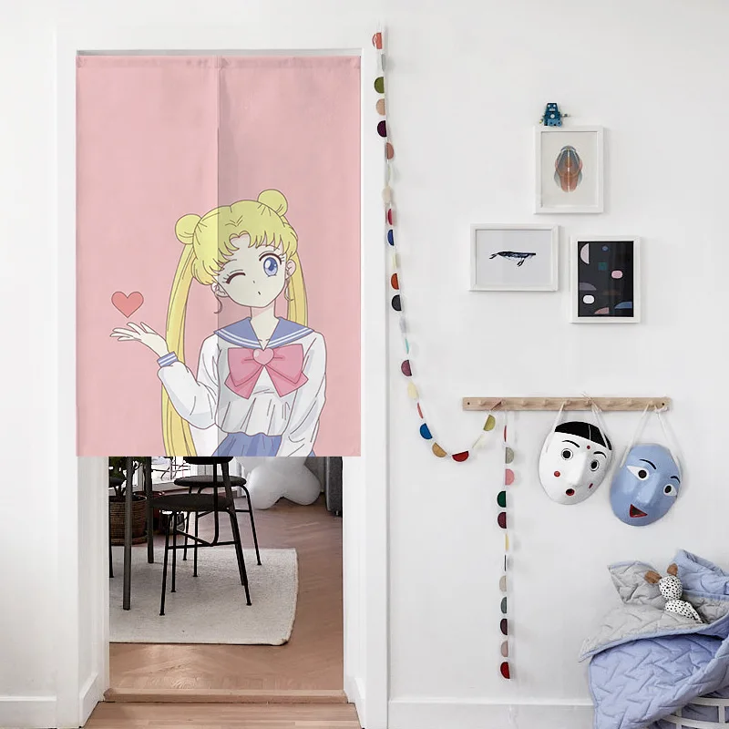 

Japanese Style Door Curtains, Cartoon Girl Doorway Curtain, Household Decorative for Living Room, Kitchen Partition Curtain