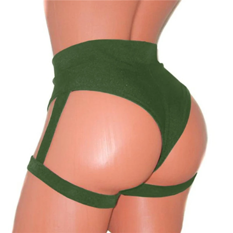 Women Pure Color Pole Booty Bottoms Hot Cheeky Pants for Twerk High Waist Exotic Shorts