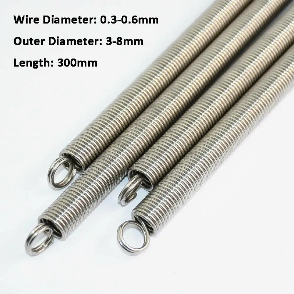 

1Pcs 300mm Dual Hook Long Expansion Tension Spring Hardware Accessories 304 Stainless Steel