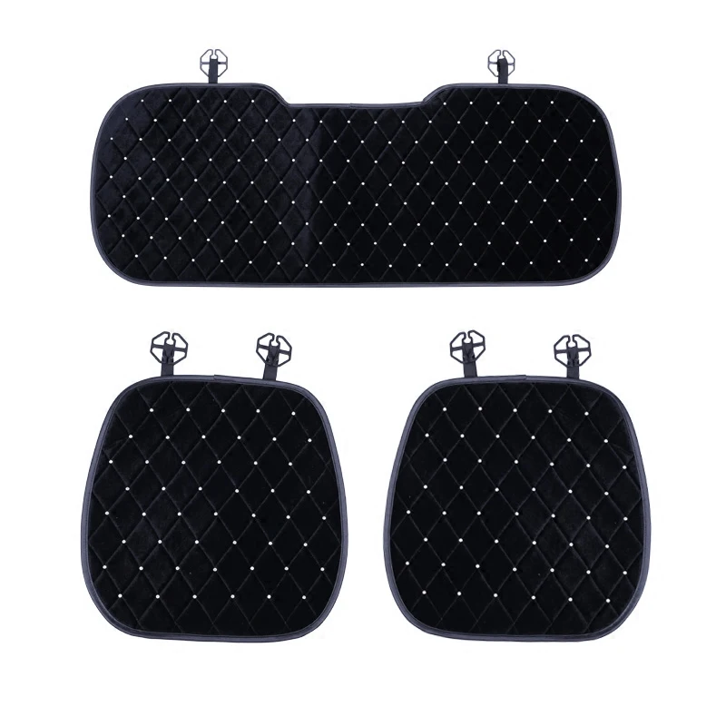 Winter Diamond Plush Universal Car Seat Cover Rhinestone Auto Seat Cushion Velvet Front Back Seat Protector Mat Car Accessories