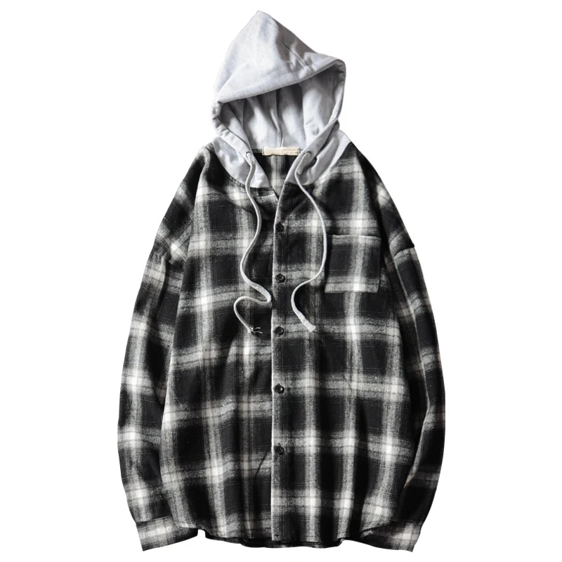 Vetement Femme 2023 Hoodies Tracksuit Man/Women Autumn Casual Plaid Shirts Long Sleeve Shirt Top Hooded Blouse