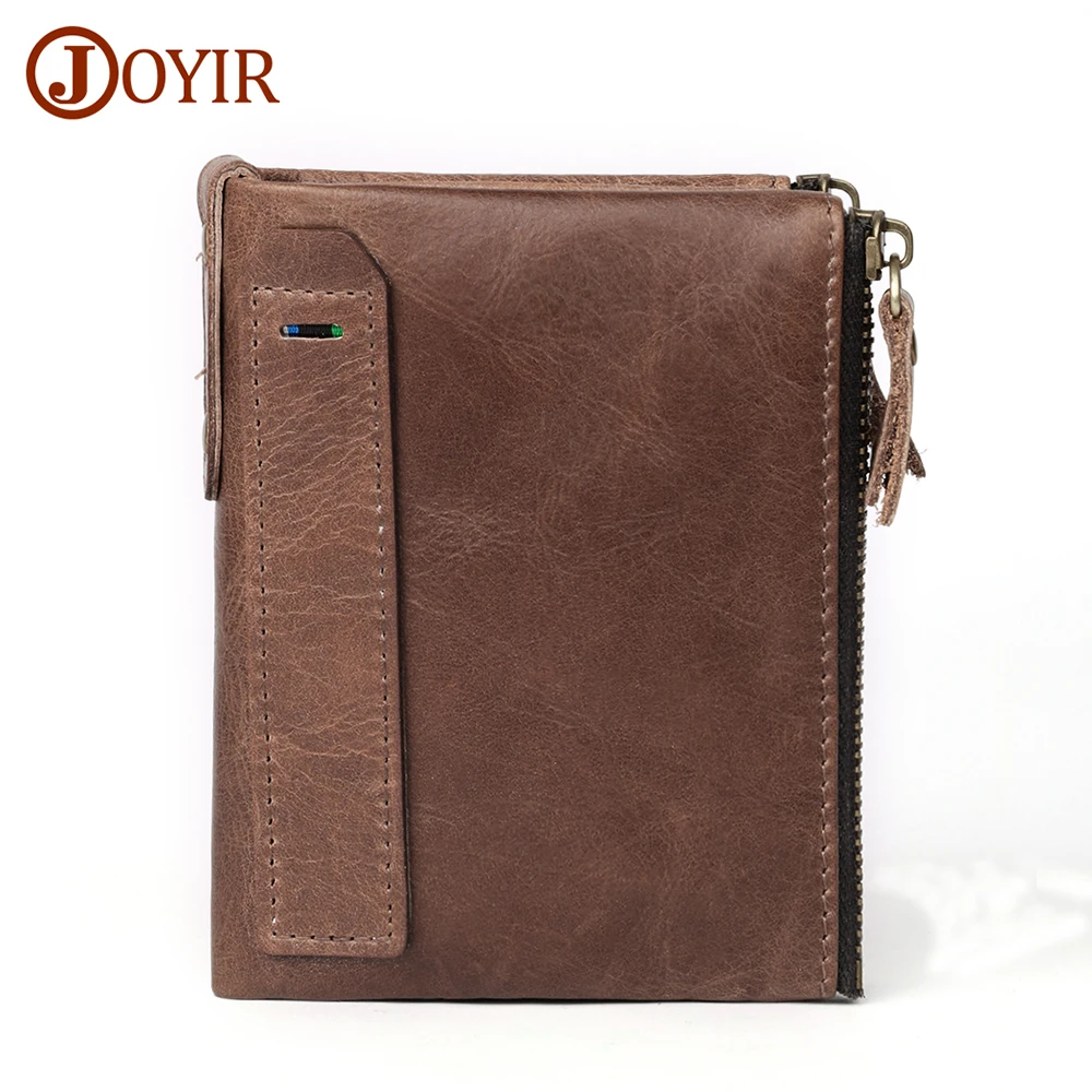 

JOYIR Men Wallets Genuine Leather Wallet for Credit Card Holder Zipper Small Wallet Man Leather Wallet Short Coin Purse Rfid New