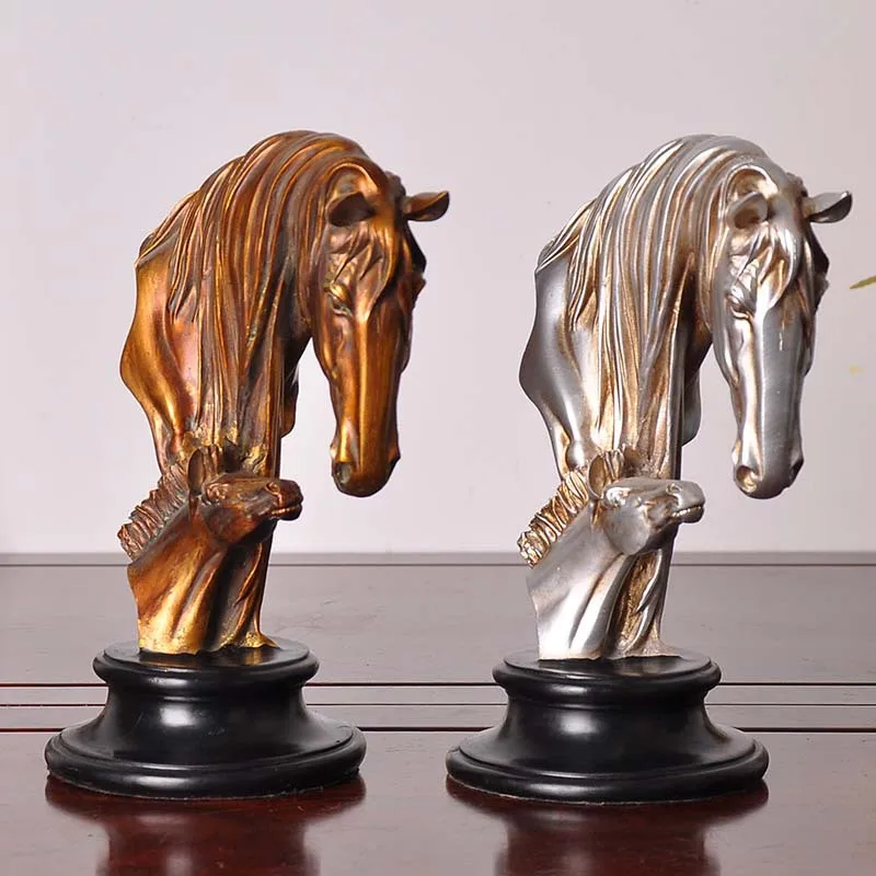 

CREATIVE MOTHER AND CHILD HORSE HEAD STATUE HORSE ART SCULPTURE ANIMAL FIGURINE RESIN CRAFTS HOME DECORATIONS OPENING GIFT R1395