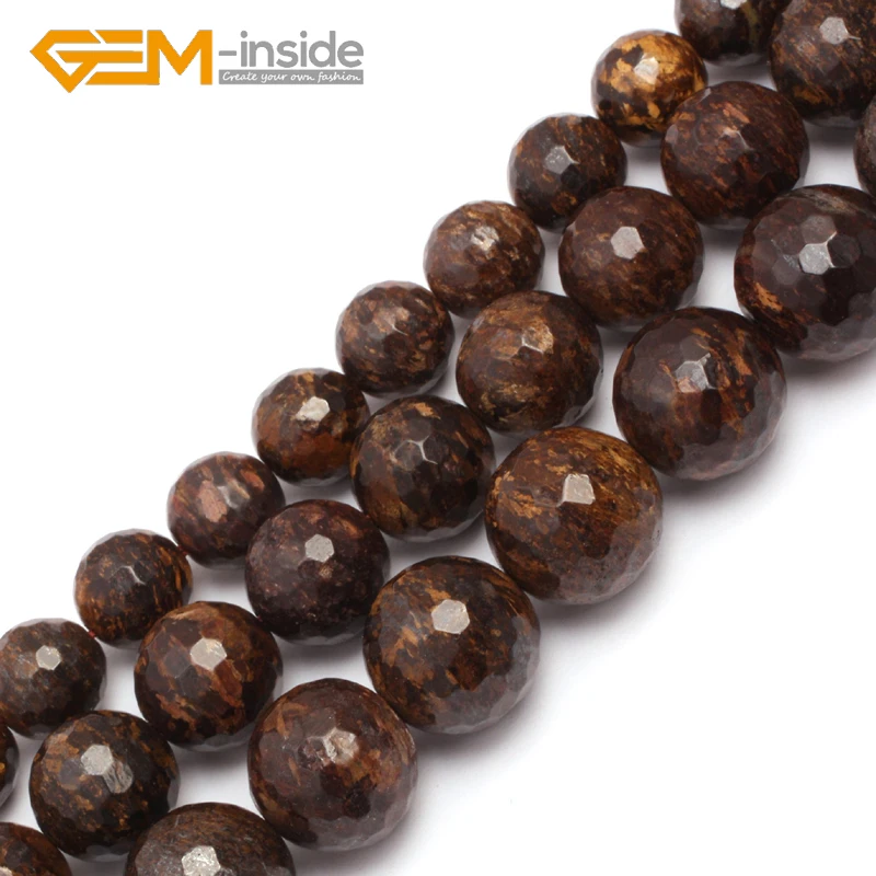 

10mm 12mm 14mm Round Faceted Bronzite Jaspe r Beads Natural Stone Beads Loose Beads For Bracelet Making Strand 15" DIY !