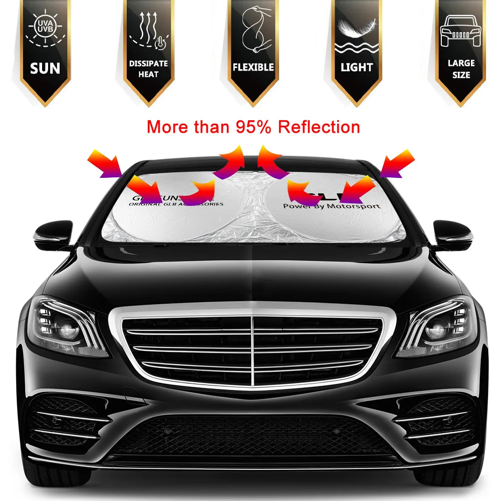 Car Windshield SunShade Cover For Mercedes W124 GLA GLC ML GLB GLK GLE GLS GLC43 Anti UV Sun Visor Protector Auto Accessories