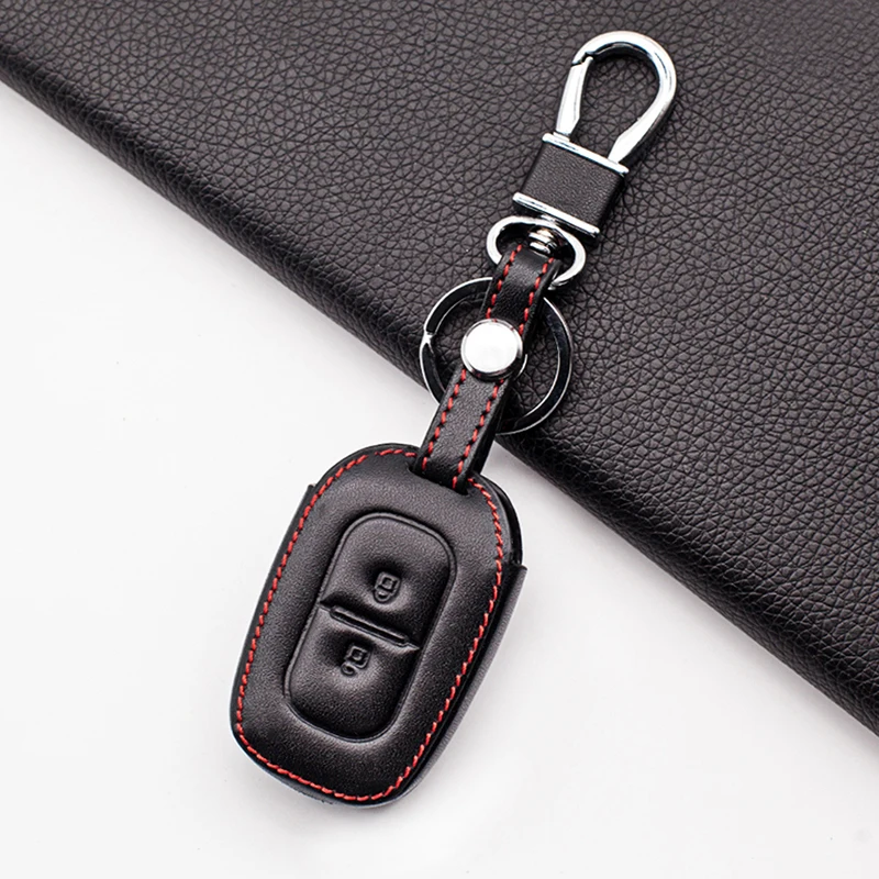 2 Button Car Leather Remote Key Fob Cover Case For Renault Kwid Traffic symbol For Dacia sandero Logan Duster 2016 2017 2018