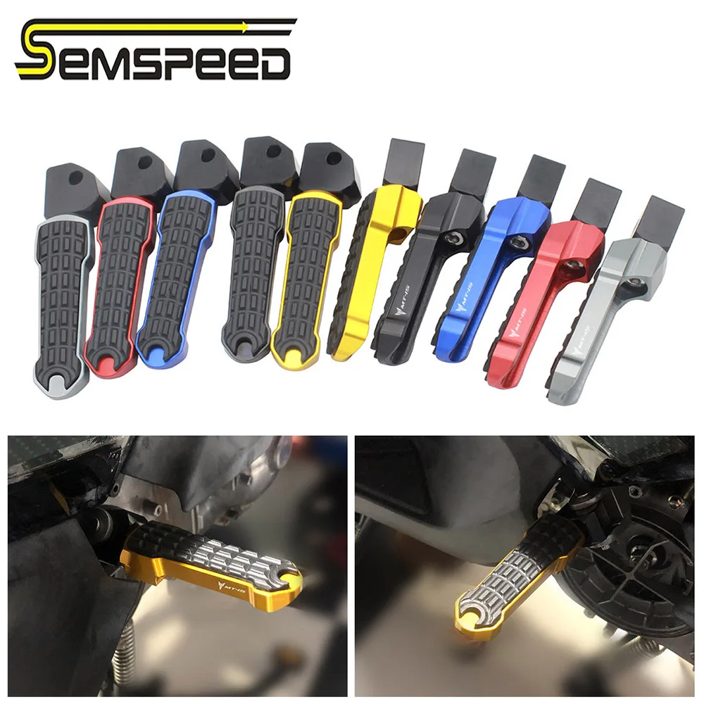 SEMSPEED Rear Pedal  MT-15 Logo Yamaha Accessories Motorcycle Foot Pegs Left Right Hold Foot Platforms MT15 MT125 R15 V1-V3 R125