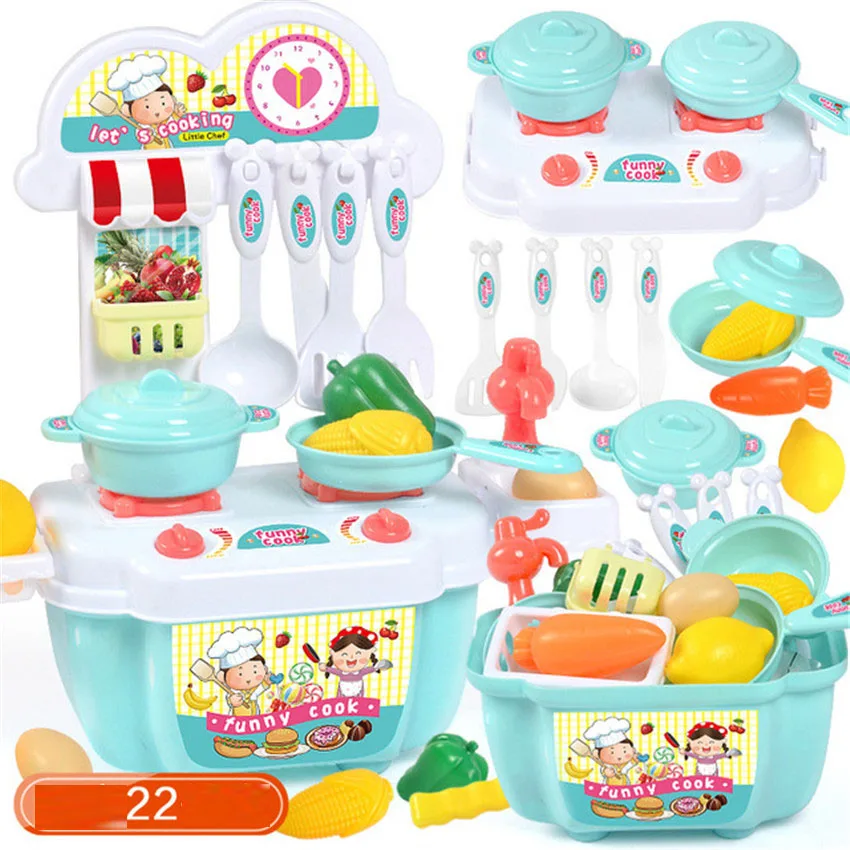 22Pcs Kunststoff Mini Kinder Baby Küche Spielen Haus Spielzeug Simulational Küchen Lagerung Kochgeschirr Kochen Pretend Spielen für Mädchen