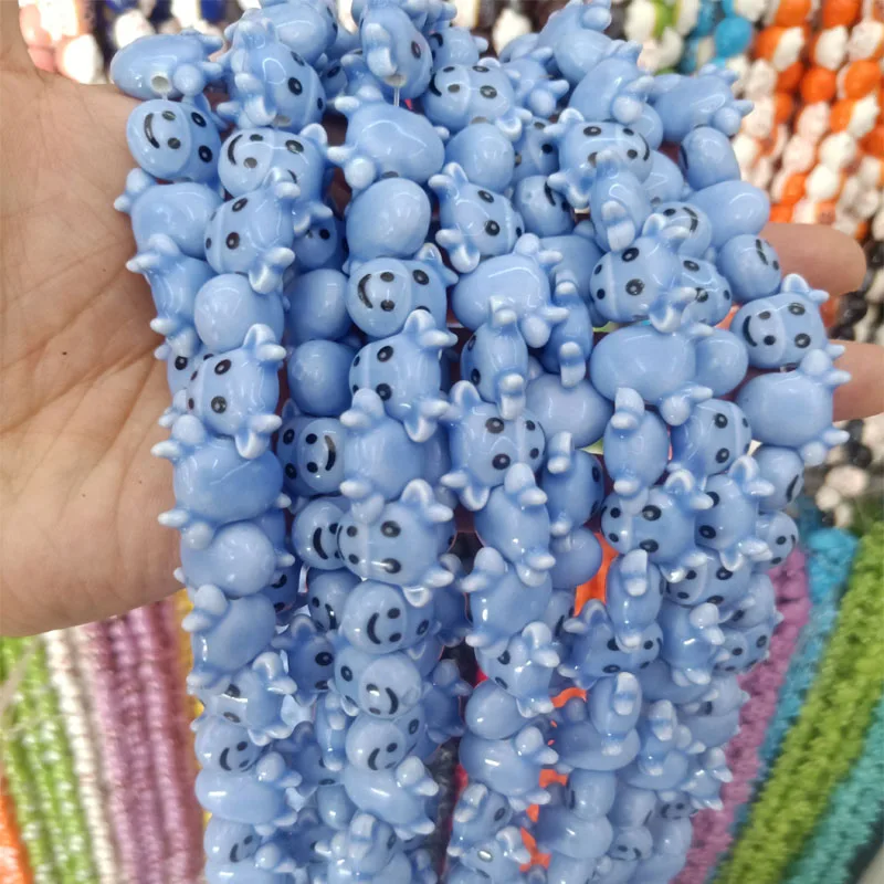 20 Buah Manik-manik Keramik Lubang Transversal Pengatur Jarak Longgar 16X19Mm Manik-manik Keramik Kepala Lembu Kecil untuk Membuat Perhiasan Gelang DIY