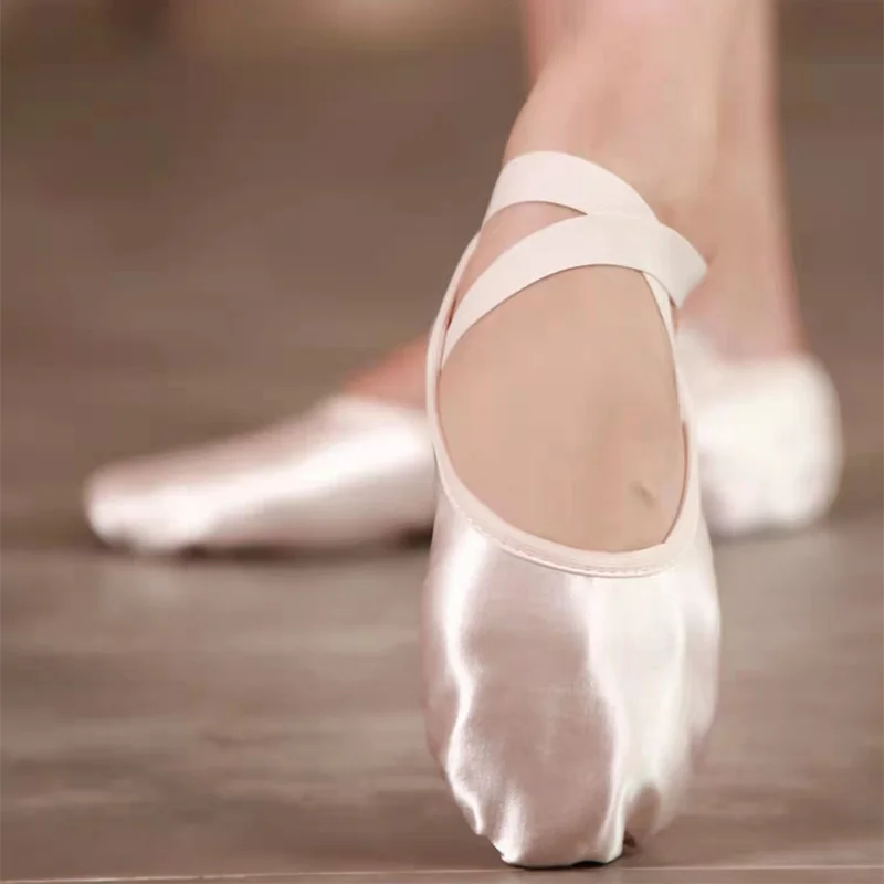 Zapatos profesionales de satén suave para adultos, calzado de Ballet, con garra de gato, color rosa claro, para práctica de bailarina y profesor,