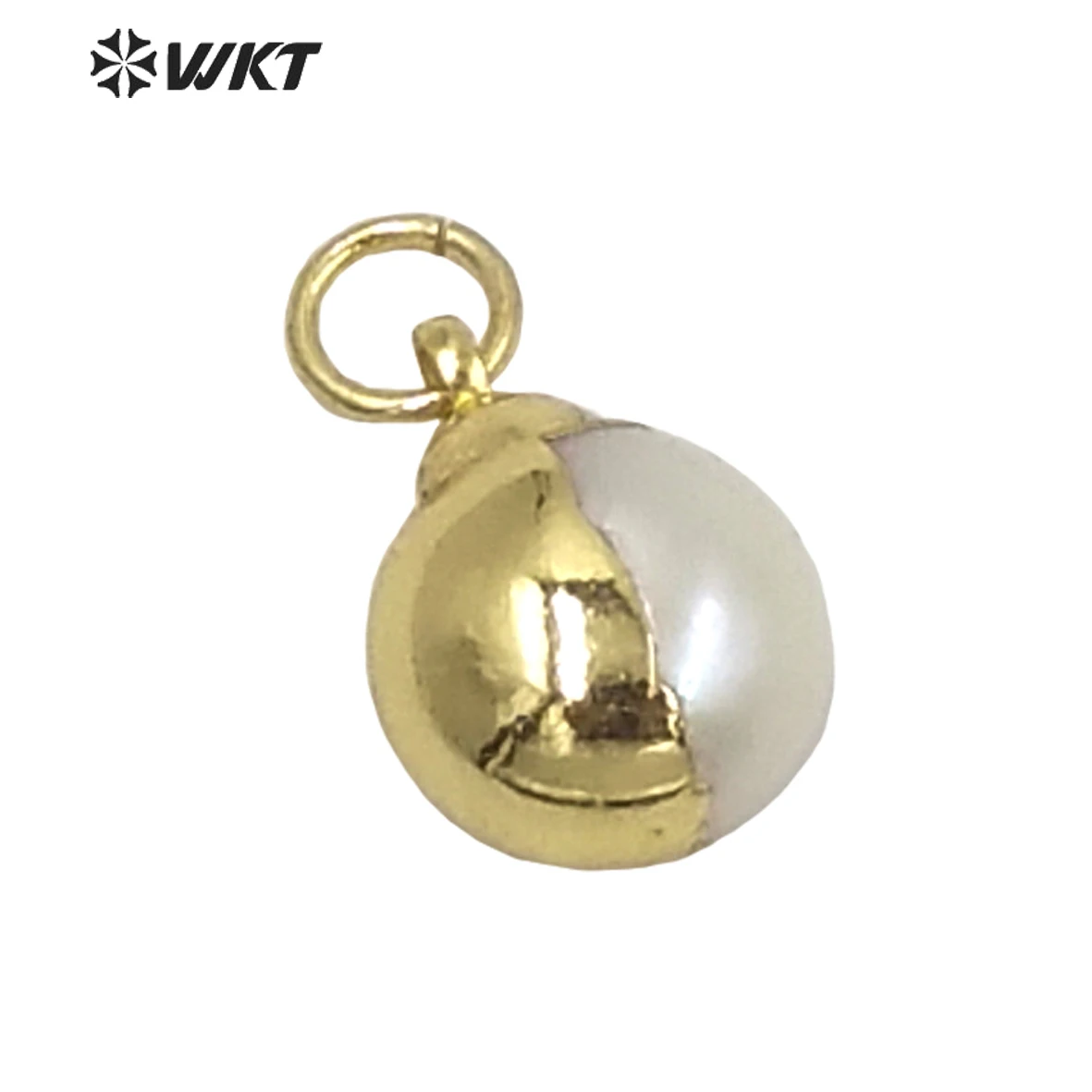 

WT-JP250 WKT Secret Series Design Gorgeous Women Half Gold Electroplated Round Pearl Charm Pendant 10mm White Tiny Necklace ACC