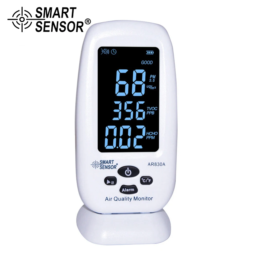 SMART SENSOR AR830A 5 in 1 Air Quality Monitor Digital Gas Analyzer with Temperature Humidity PM2.5 TVOC HCHO Detector