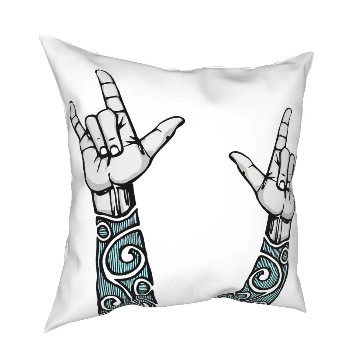 Double Rock Sleeve Fist Tattoo Square Pillowcase Polyester Printed Zipper Decorative Sofa Seater Cushion Cover