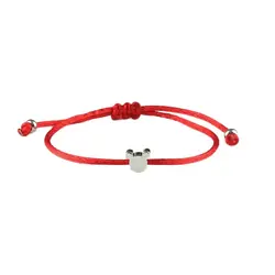Silver Color Bear Head Charm Bracelet Braided Adjustable Lucky Red String Bracelets for Women Men Couple Jewelry Children's Gift