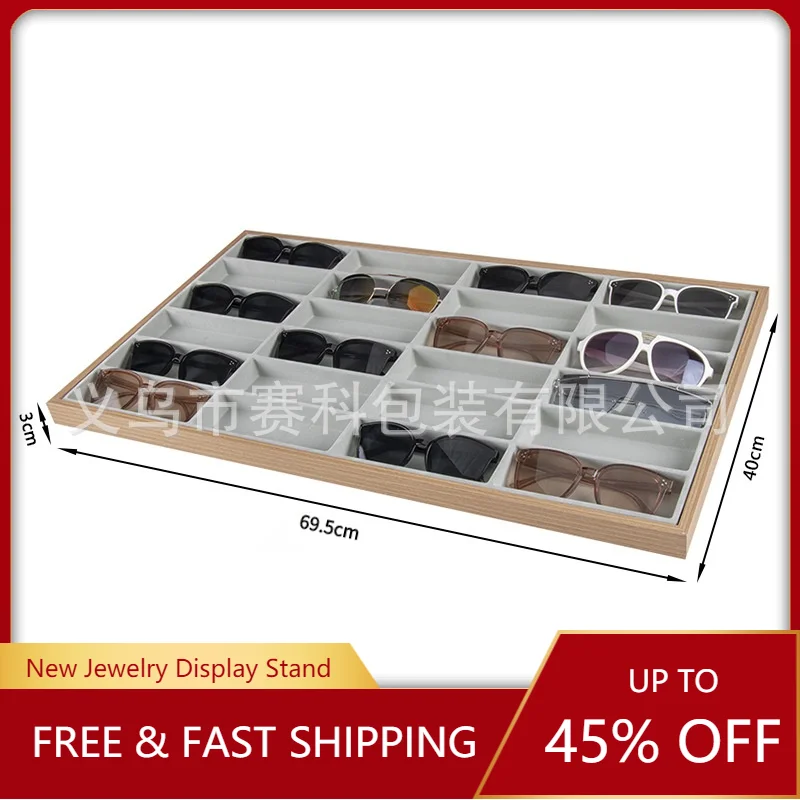 Opslag Glazen Rack Zonnebril Dispaly Lade 24 Grid Fluwelen Display Case Organizer Box Winkel Venster