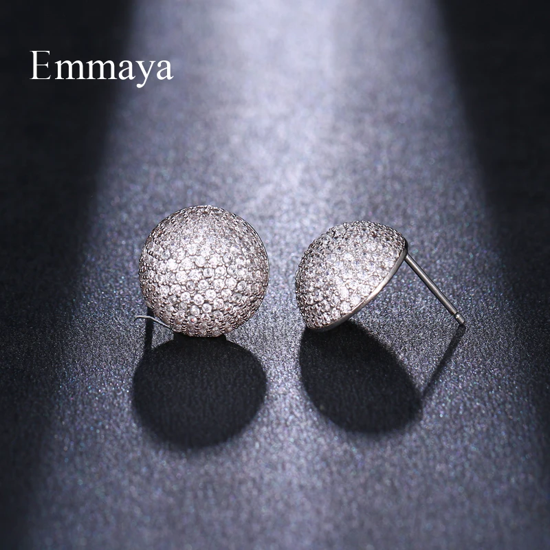 Emmaya Most Popular Minimalism Semi-Circular Shape zircon Female Fashion Dinner First Choice Simplicity Stud Earrings