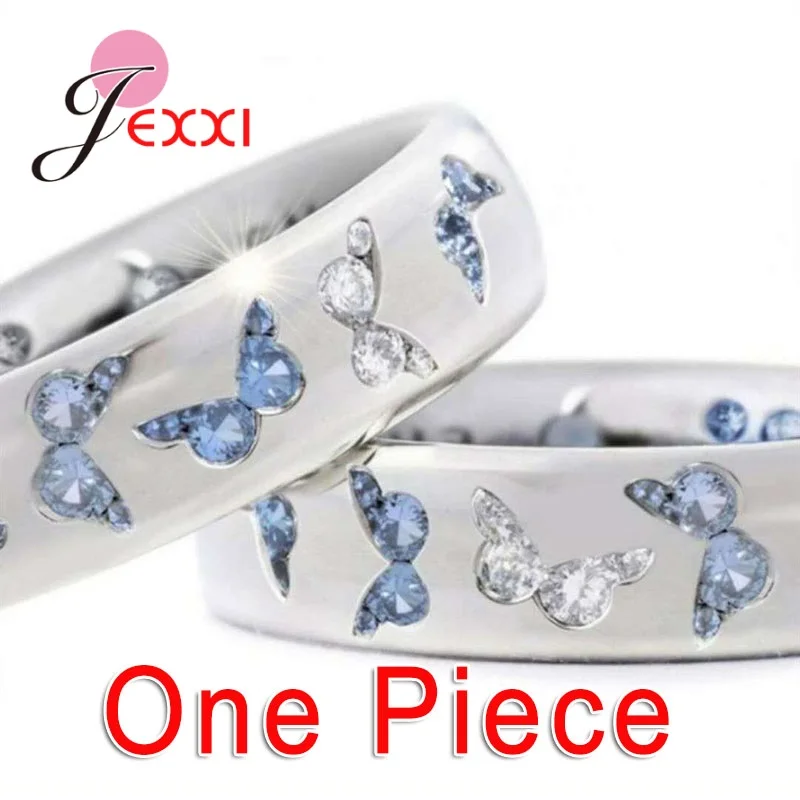 New Design Genuine 925 Sterling Silver Needle Shinning Crystal Finger Rings For Women Butterfly Image Engagement Wedding Jewelry