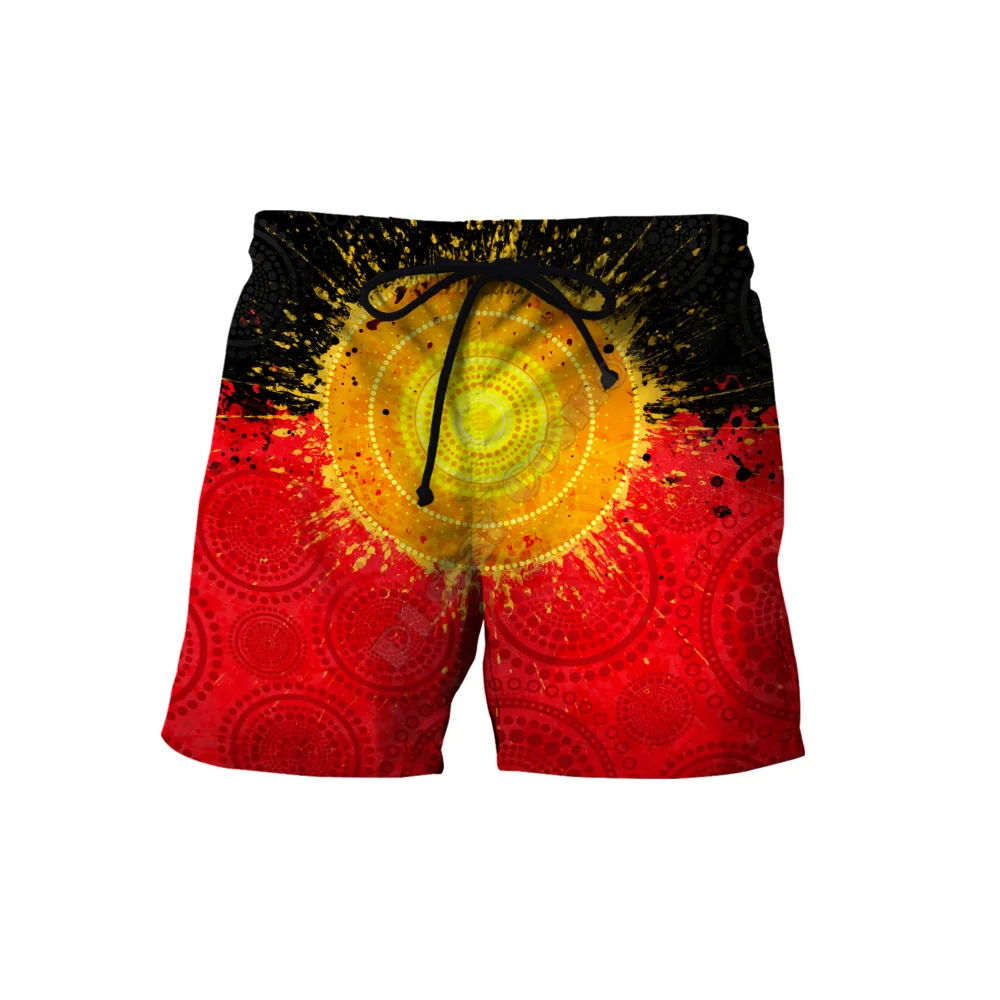 Summer Casual Shorts Aboriginal Australia Rock Painting Hand Lizard Art Golden Style 3D Printed Trousers For Women Men Shorts