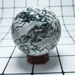 55-65 Mm Natural Moss Agate Crystal Sphere Ocean Grass Agate Quartz Gemstone Ball Reiki Healing 1pcs