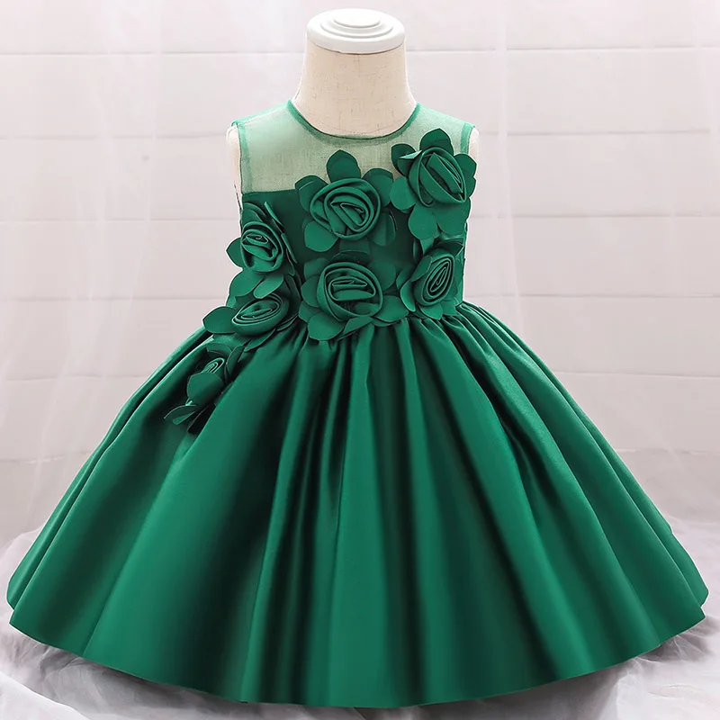 Baby Girls Dress Kids Flowers Formal Evening Prom Gown Clothes Child Elegant WhiteToddler Christening Princess Costume Vestidos