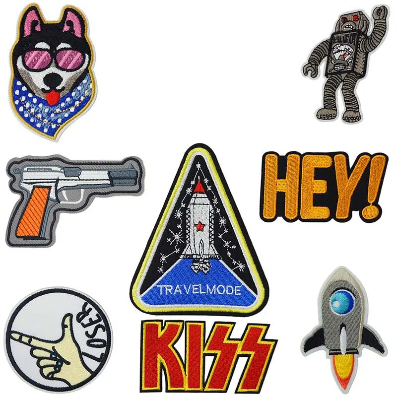 Rocket Space Astronaut Iron On Patches Sewing Embroidered Applique for Jacket Clothes Stickers Badge DIY Apparel Accessories