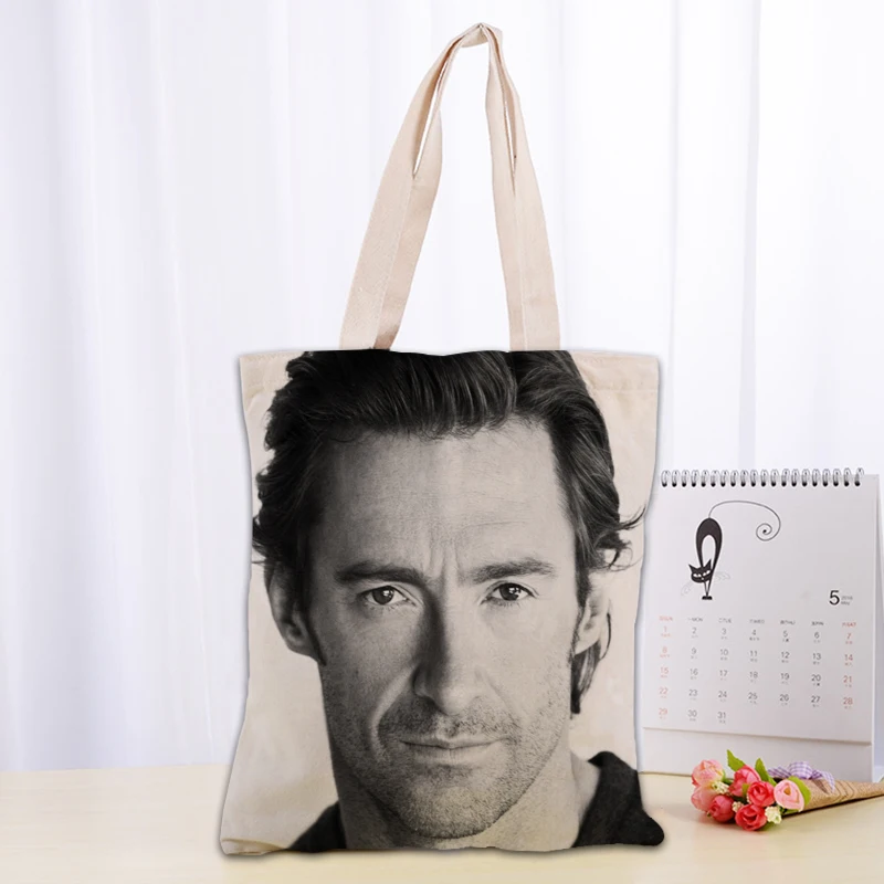 Borsa tote personalizzata Hugh Jackman Borse in tessuto di tela da donna Borse per la spesa riutilizzabili ecologiche Borsa a tracolla utile casual