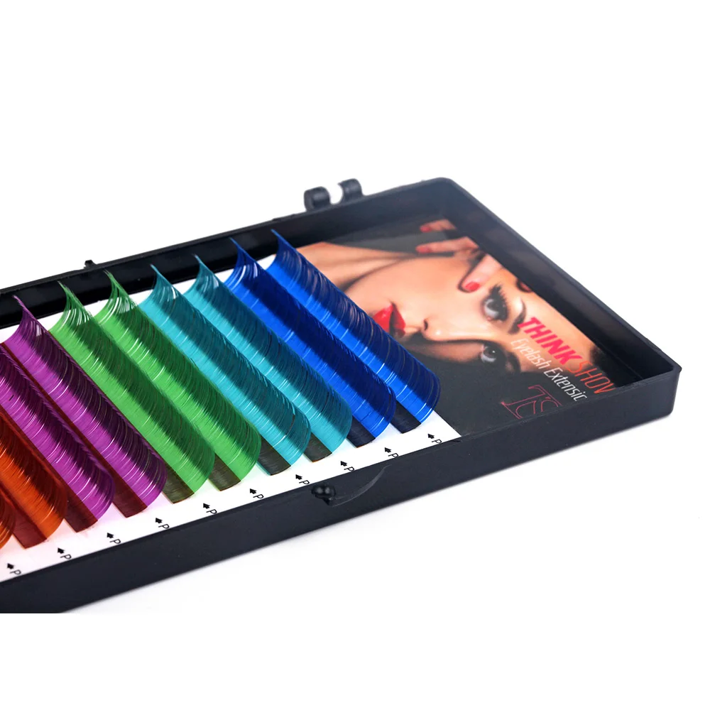 THINKSHOW Alle Grootte 0.07 Dikte Zijde Volume Kleur Wimper Individuele Wimper Natuurlijke en Zachte Wimperverlenging Makeup Tools