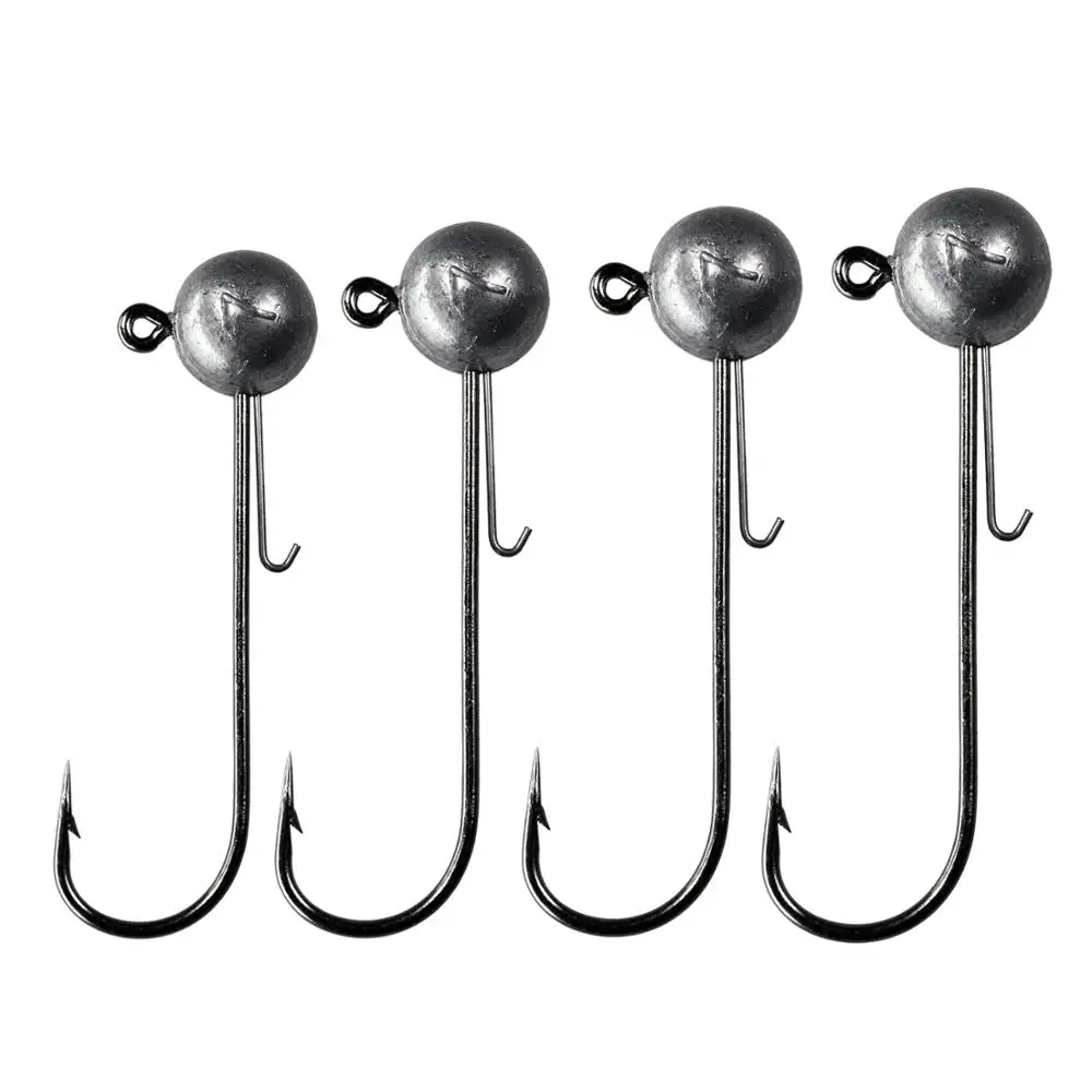 THKFISH 5pcs Jig head Hook 5g 7g 10g 14g Round Ball Jigs Head Fishing Hooks Weedless Long Shank Barbed Hook For Soft Worm image 6