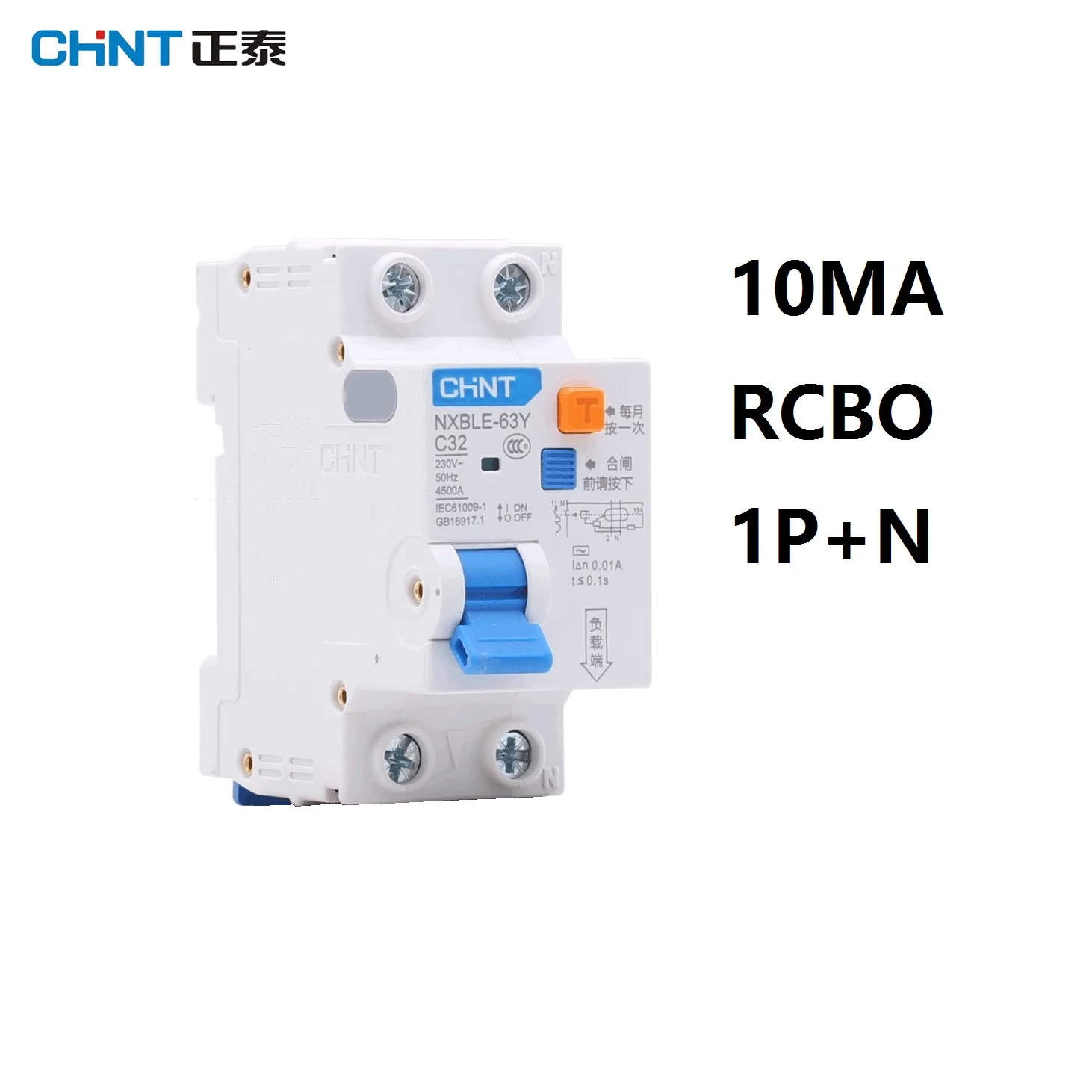 CHINT NXBLE-63Y 6A 10A 16A 32A 63A 10MA 30MA 0.01A 0.03A RCBO 1P+N Residual current Circuit breaker over Leakage protection