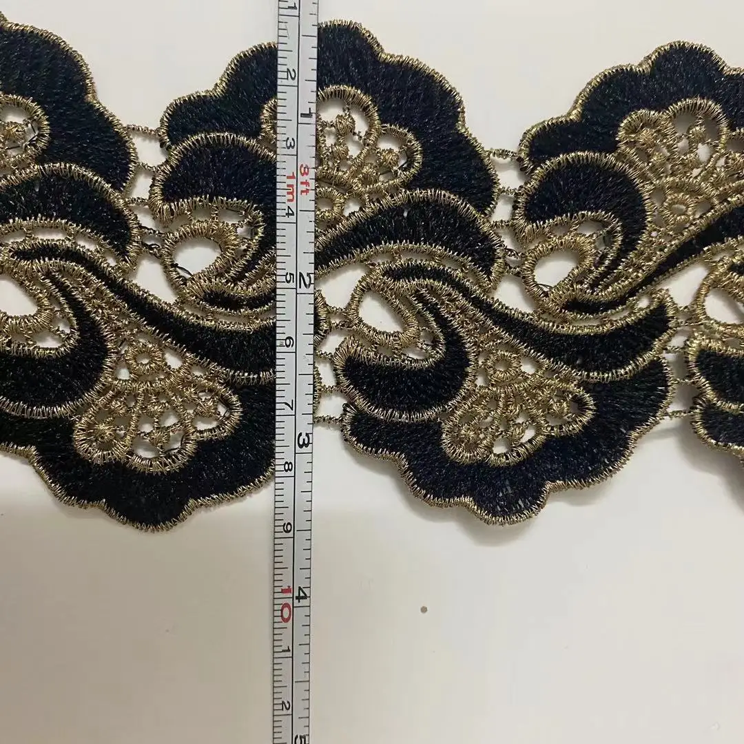 1yard Black Flower Embroidered Lace Fabric Lace Trim Ribbon Handmade DIY Garment Sewing Supplies Craft For Costume Decoration