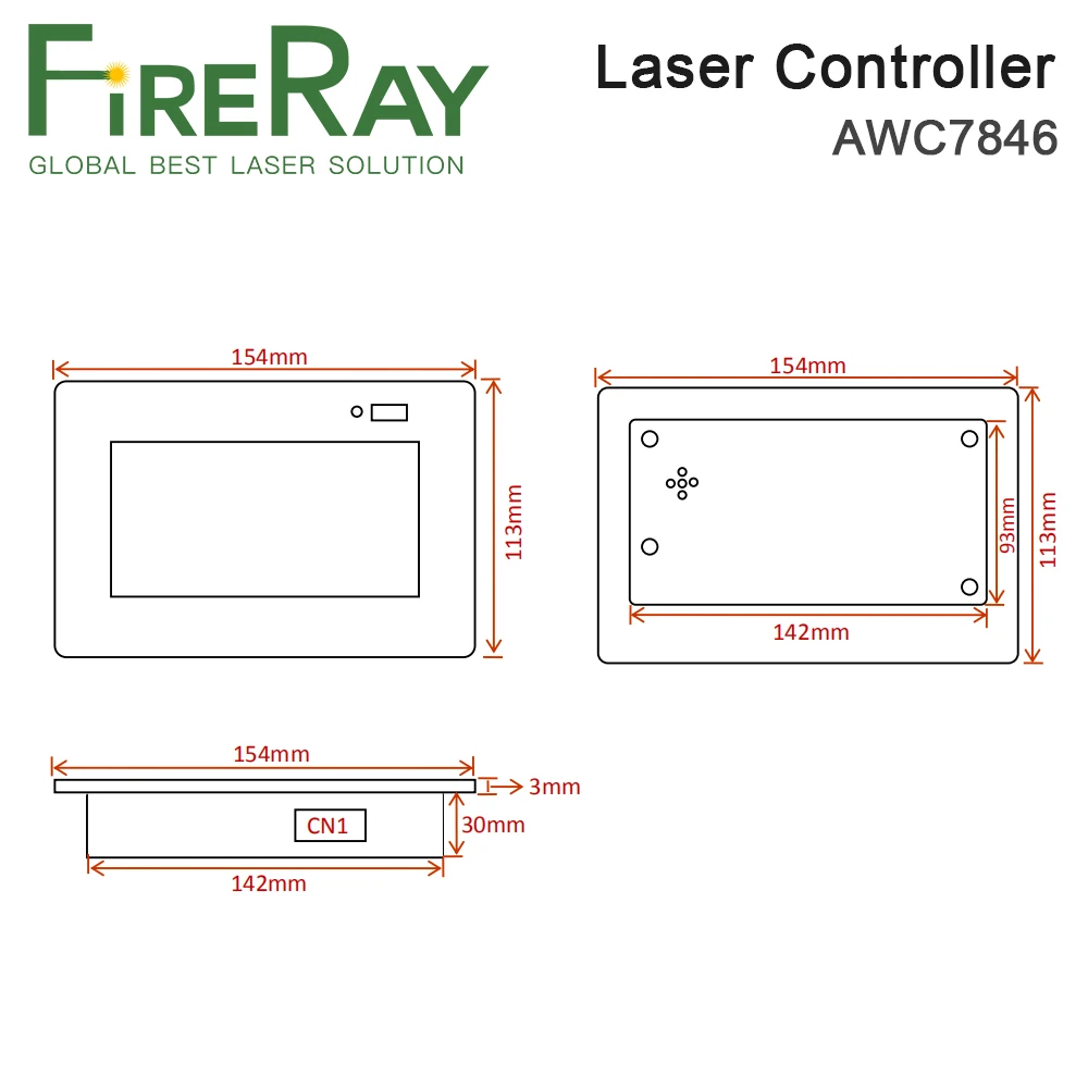 FireRay Trocen AWC7846 sistema controlador láser Co2 para máquina de grabado y corte láser Co2
