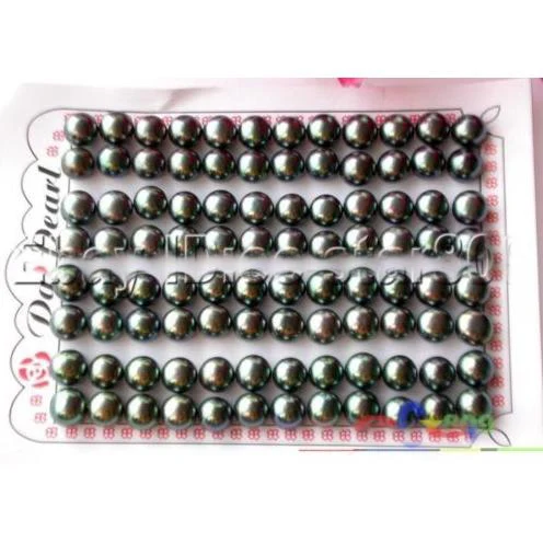 

New Arrival Favorite Pearl Jewelry 48Pair 8mm Black Genuine Freshwater Pearls S925 Silver Stud Earrings Fine Lady Gift