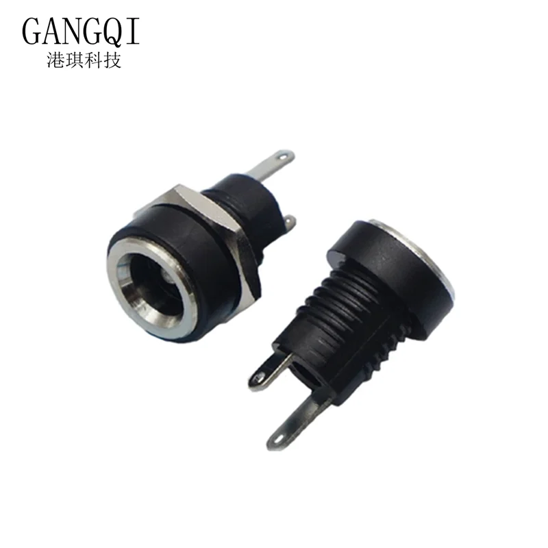 10Pcs DC-022B or DC Power Supply Jack Socket Female Panel Mount Connector 5.5mm 2.1mm Plug Adapter 2 Terminal Types 5.5x2.1