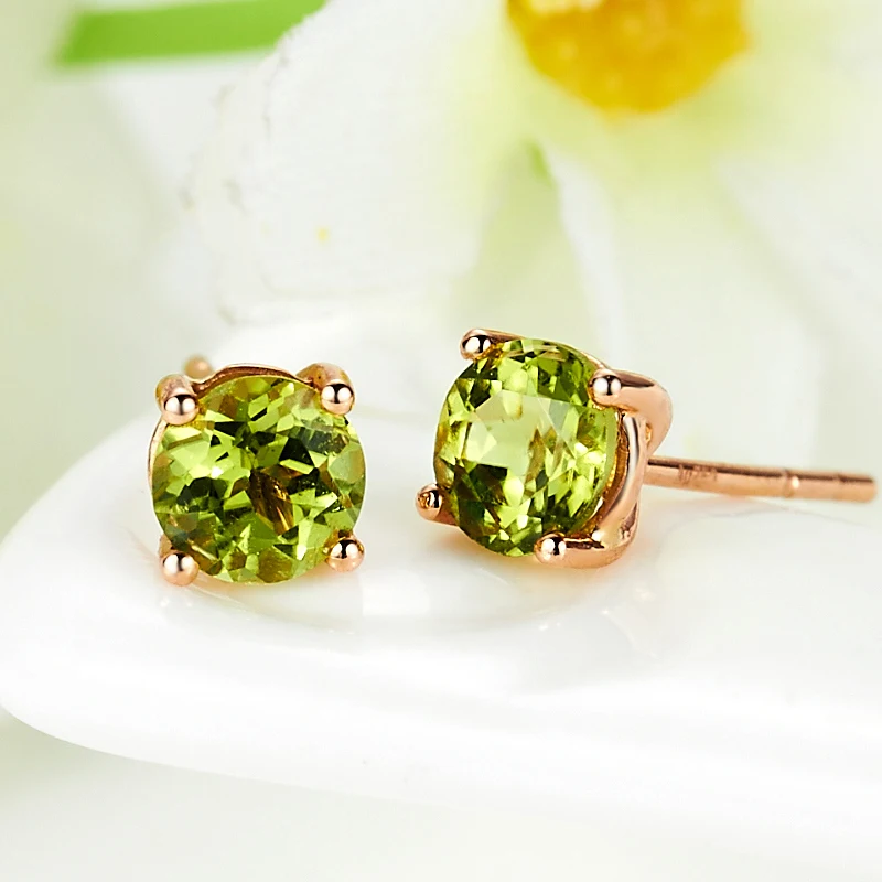 LSZB Natural olivine 18K Pure Gold Earring Real AU 750 Solid Gold Earrings  Diamond  Trendy  Fine Jewelry Hot Sell New 2023