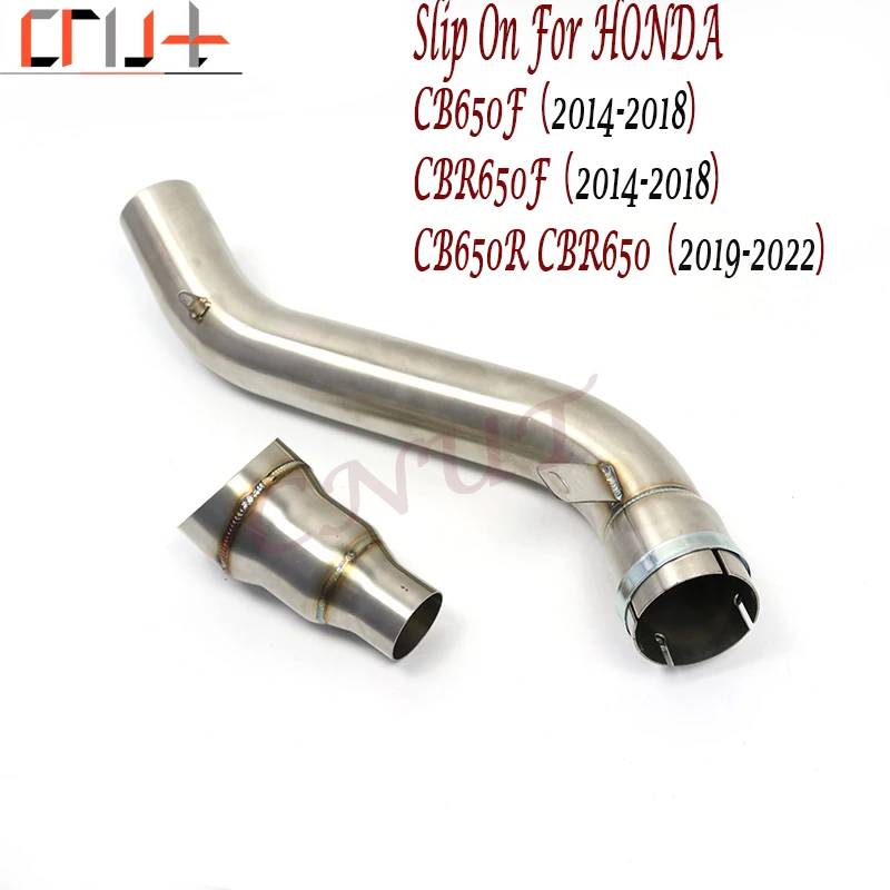 Untuk HONDA CB650F CBR650F 2014-2018 CB650R CBR650 2019-2022 Knalpot Motor Dimodifikasi 60Mm Knalpot Pipa Mid Link Tahan Karat