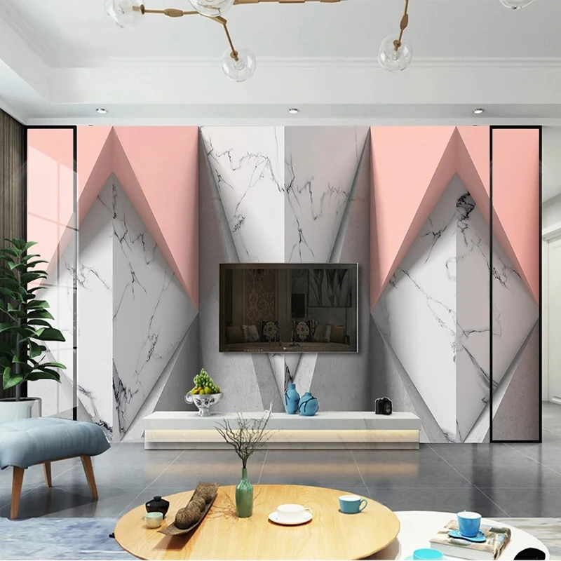 Custom Any Size Wallpaper 3D Self-Adhesive Modern Geometric Marble Background Wall Painting Papel De Parede Fresco Tapety Stick