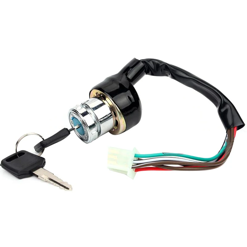 Universal Motorcycle 6 Wire Ignition Starter Off/On/On 3 Positions Switch Lock With 2 Keys 9-way 2.8mm Motorbike Connector