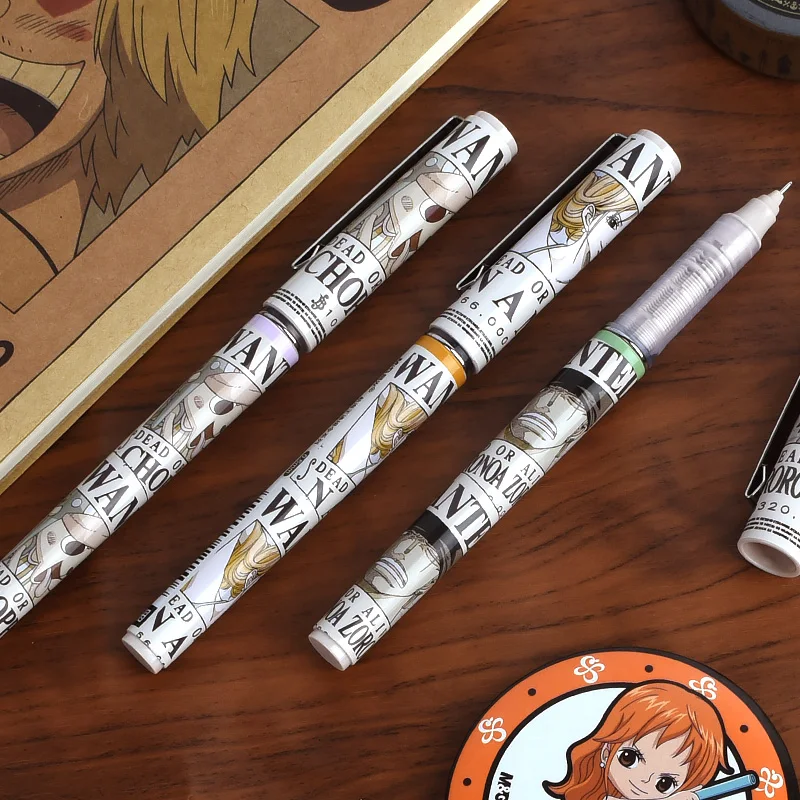 M&G One Piece Anime Cartoon 0.5mm Full Syringe Pen Head Straight Liquid Signature Gel Pen Writing Diary Notes Stationery Student