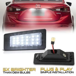 2Pcs Car LED License Number Plate Light Lamps For Mazda 3 2013-2018 BM BN | Mazda 2 Sedan 2015-2017 DJ DL | Mazda CX-3 2015-2021