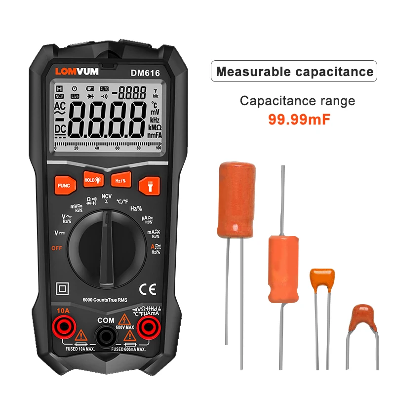 Lomvum Digitale Multimeter Tester Led Ncv Lcd Multitester Probes Voltage Meter Handheld Ac Dc Amperemeter Ohm Condensator Voltmeter