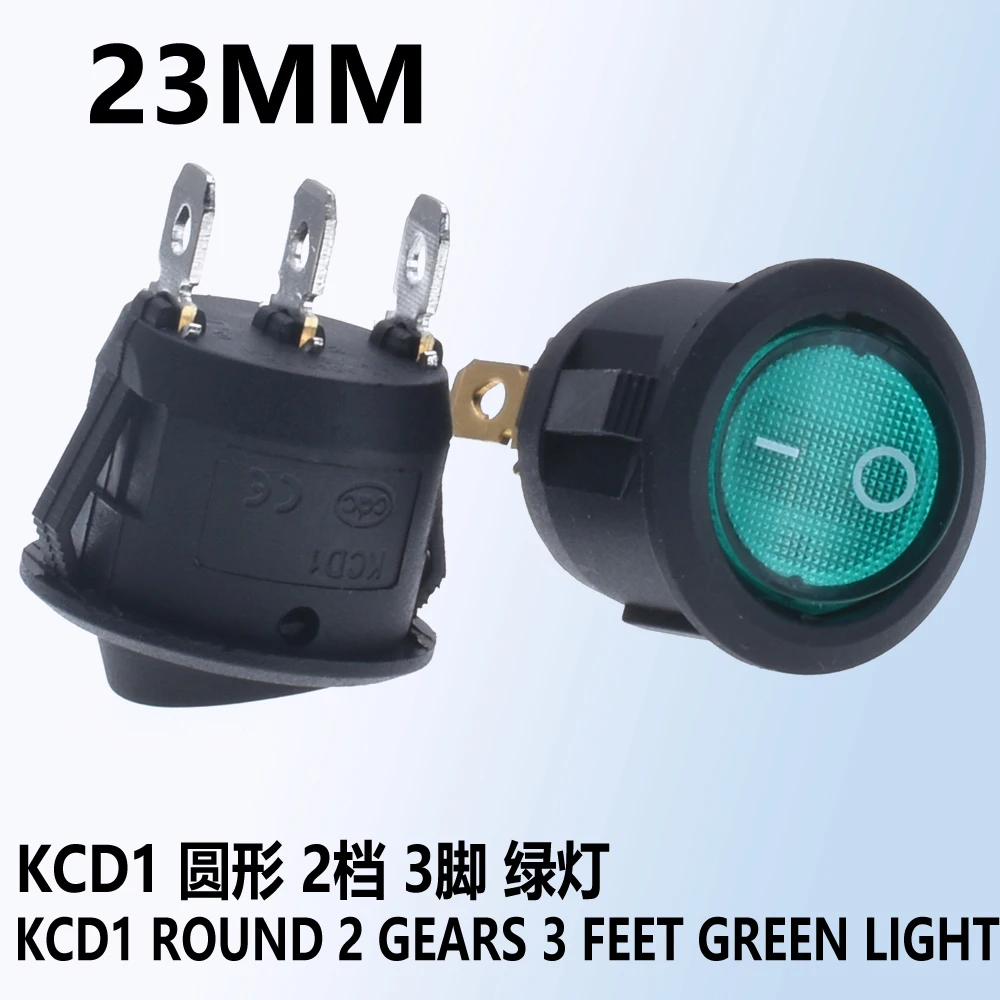 5pcs KCD1 Round 3 Pin With light SPST 3 Position ON/OFF 2 Position Rocker Boat Switch 6A 220V 10A 125V Round Rocker Dot Boat LED