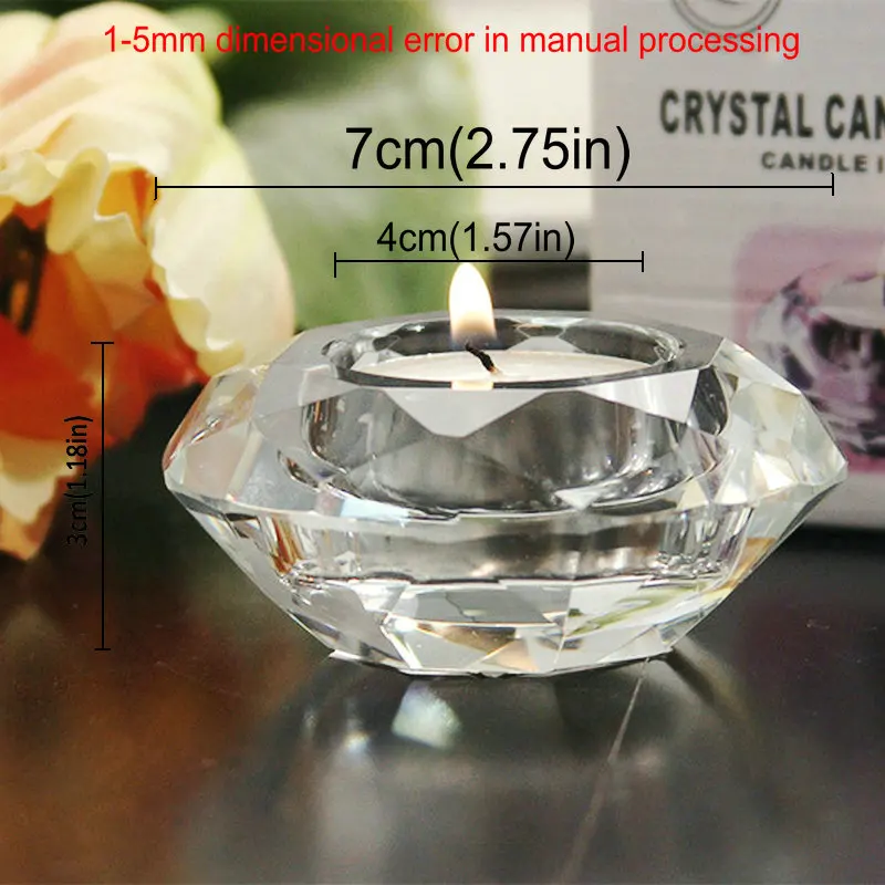 Clear Crystal Glass Candlestick Diamond-shaped Candle Holder For Candlelight Decoration Home Decoration