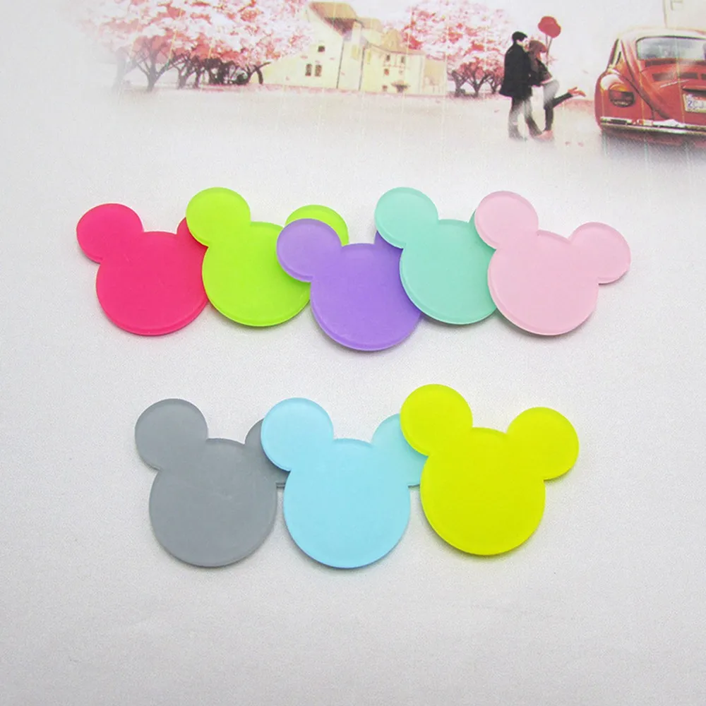 100pcs/lot candy color frosted acrylic cartoon mouse head padded applique Crafts for headwear hairbands DIY accessories