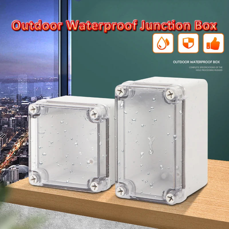 Transparent Box ABS Plastic Waterproof Project Junction Box open holes 125x125x75mm