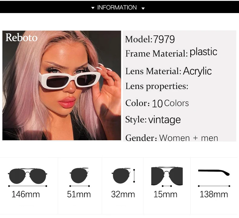 Klassische Weiße Rechteckige frauen Sonnenbrille Neue Mode Kleine Retro Marke Designer Quadrat Sonnenbrille Weibliche Dame Brillen – Detail 7